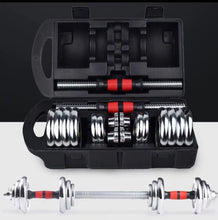 Load image into Gallery viewer, 30kg metal weight plate set barbell dumbbell bars &amp; carry case  GYM