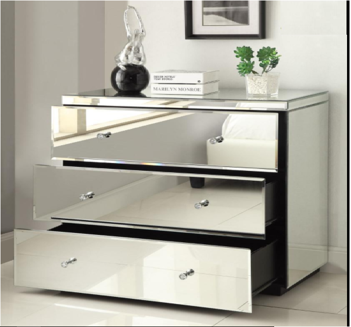 Clear mirrored Chest of drawers